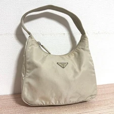 PRADA Handbag Accessory Pouch Ivory Nylon Beige Women Authentic From Japan