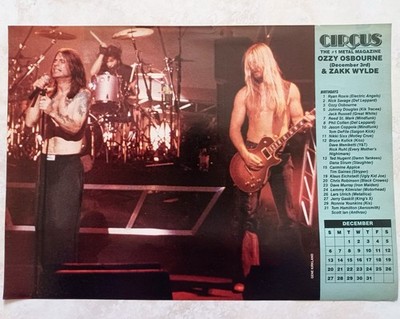 OZZY OSBOURNE & ZAKK WYLDE~ORIG 1992 POSTER~FULL PAGE CALENDAR