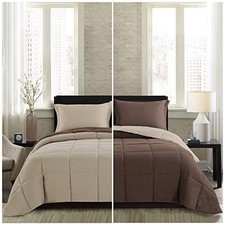 Lightweight Comforter Set Queen Reversible All Season Full / Queen Brown/Beige