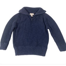 Cat Jack Boys 1/4 Zip Sweater SZ 3T Navy Blue Ribbed Knit LS Collared Preppy