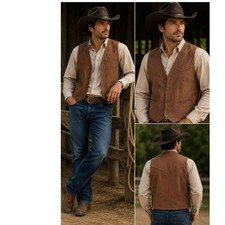 Scully Men's Brown Genuine Leather Western Button Front Vest 38