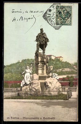 Ansichtskarte Torino, Monumento a Garibaldi 1905 