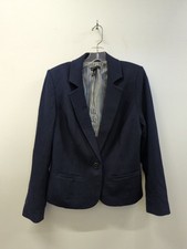 Lane Bryant Navy Blue Blazer Womens Size 14 Single Button Striped Lining