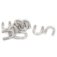 M6 304 Stainless Steel Round Bend U-Bolt Fastener 10pcs for 10mm Pipe Diameter