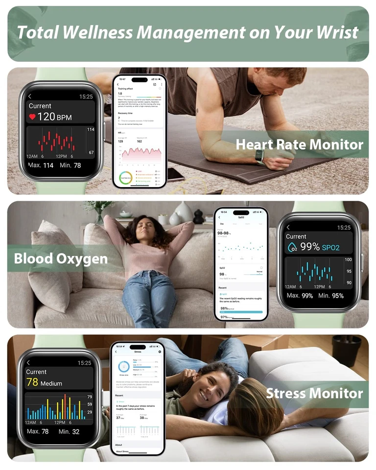 Умные часы для мужчин женщин (прием вызова/циферблат), Alexa встроенный, 1,8» сенсорный экран... - Изображение 3 из 4