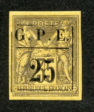 Lot D662 Guadeloupe N°2 case 22, neuf avec charnière + étude N°1-2, luxe sans dé