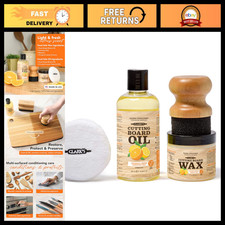 Food Grade Mineral Oil Wax Kit for Wood Cutting Boards - 12oz Oil, 6oz Wax, Ap