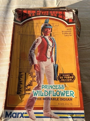 Marx Best of The West Princess Wildflower Indian Doll in Box Vintage 1974