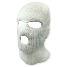3 Hole Beanie Face Mask Ski - Warm Double Thermal One Size-4X-Large, White