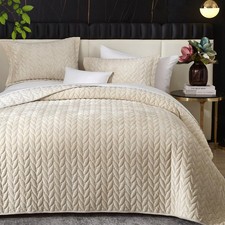 Luxury Velvet Quilt Set King Size Bedding Sets Lightweight Ultra Soft Velvet ...