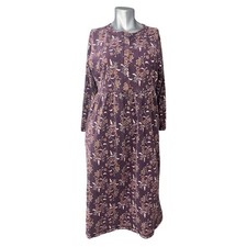 Vtg LL Bean Dress Womens Midi Long Sleeve Floral Large Petite Cottagecore Grunge