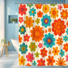 Colorful Floral Shower Curtain for Bathroom Decor, Fun Design
