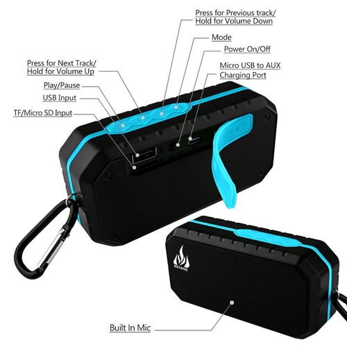 Portable Bluetooth Speaker,IP65 Waterproof Wireless Speaker,Wireless Outdoor ... - Picture 4 of 7