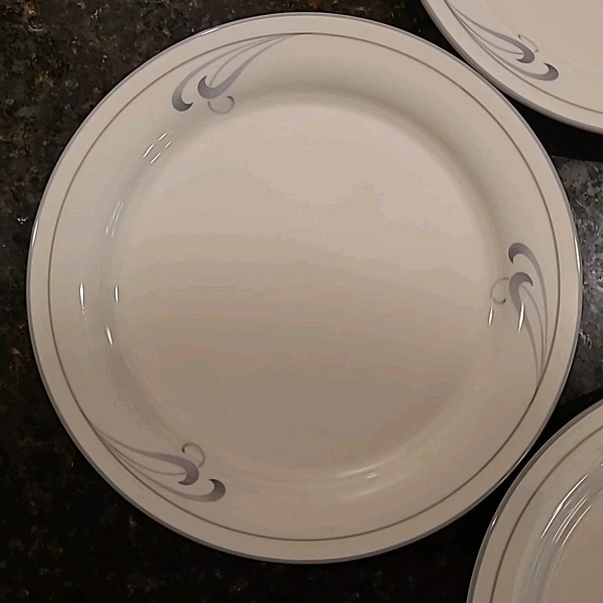 SET OF 9 Lenox Chinastone GREY BRUSHSTROKES 8.25" Salad, Luncheon Plates - Image 3 of 4
