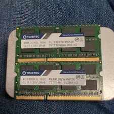 2 x 4GB Timetec DDR3L 1600 RAM laptop DiMM