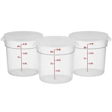 Cambro 4 Qt Round Food Storage Containers w/ Lids 3-Pack BPA-Free