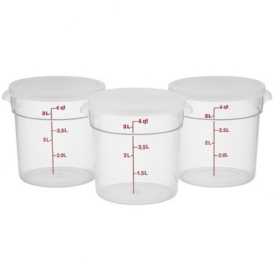 Cambro 4 Qt Round Food Storage Containers w/ Lids 3-Pack BPA-Free