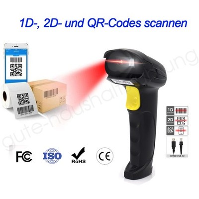 Mini Barcode Scanner USB Cable präzises Scannen 2.4G 1D 2D QR Barcode Leser Neu