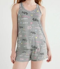 Joyspun Pajama Set Womens Size 3X 22 W-24W Gray And Pink All Over Print