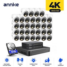ANNKE 32CH 12MP NVR 4K Color POE Security Camera System 2-Way Audio Siren Alarm