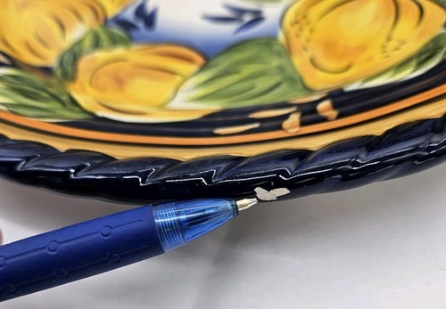 Z Gallerie Palermo 3 Dinner Hand Painted Plates, by Tabletops ๐ Lemon Pattern - Picture 9 of 14