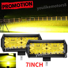 27inch Yellow Led Work Light Bar Flood Spot Combo Fog Offroad Driving Truck