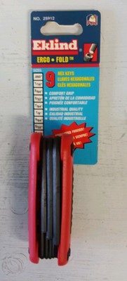 EKLIND #25912 9-PC ERGO FOLD-UP HEX KEY ALLEN WRENCH SET .050''-3/16''