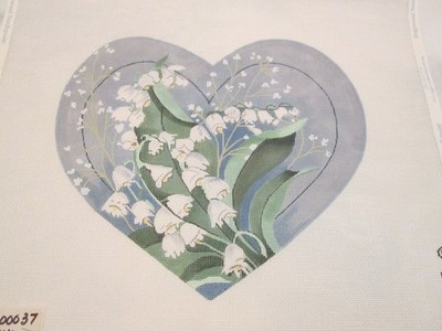 LILY OF THE VALLEY HEART-JOY JUAREZ-HANDPAINTED NEEDLEPOINT CANVAS