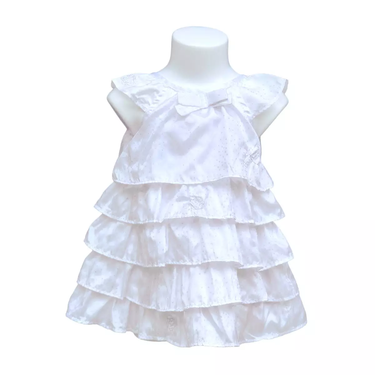 Ensemble robe en satin de coton + bloomer de cérémonie pour bébé fille