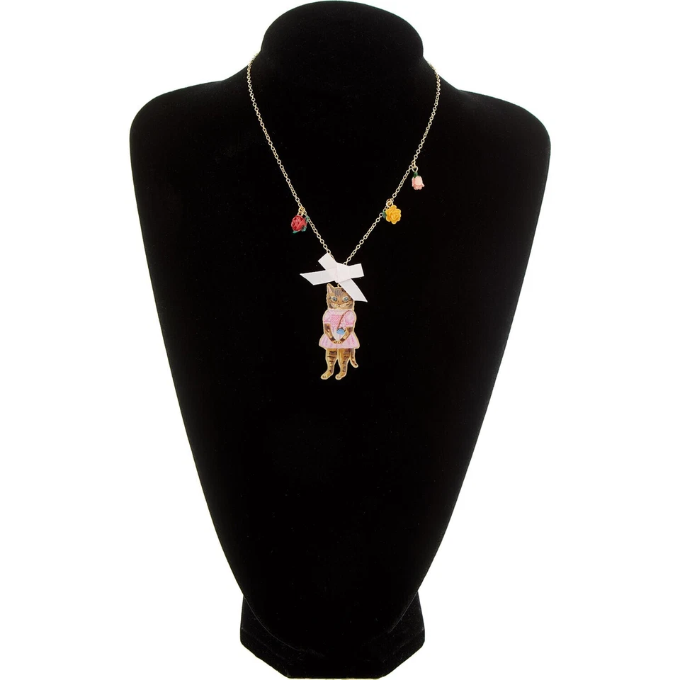 LES NEREIDES N2 ЗНАКОВЫЙ NATHALIE LETE CAT В РОЗОВОМ ПЛАТЬЕ ОЖЕРЕЛЬЕ КУЛОН - НОВЫЙ - Изображение 2 из 2