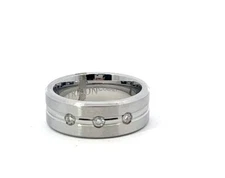 Triton Cobalt 8mm .18ctw Diamond Center Groove Bevel Edge Comfort Fit Band Ring