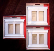 3-Pack 2 Gang Decorator/Rocker White Wallplate, Moulding Style. No Show Screws