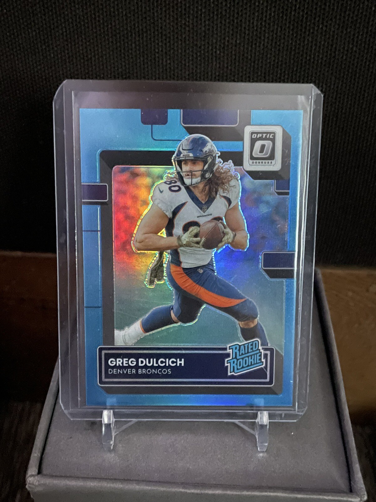 2022 Donruss Optic Aqua Greg Dulcich Rookie 231/299 Denver Broncos #288