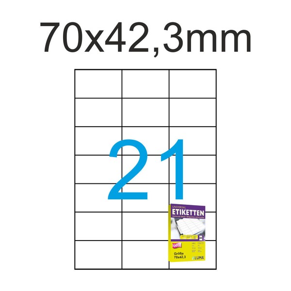 Etiketten 70X42,3 Mm Weiss 10500 Luma Aufkleber 500 Blatt A4 70X42 Labeldruck-image