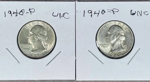 2 1940-P Washington Uncirculated Quarters