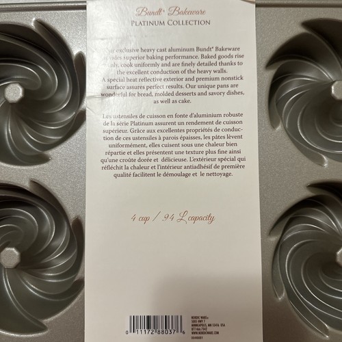 Nordic Ware Silver Heritage Bundtlette Mini Swirl Cake Aluminum Baking Mold - Picture 4 of 6