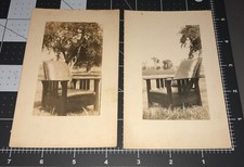 TWO 1910s Abstract Arts & Craft Chair Leather Seat Still Life Vintage RPPC PHOTO