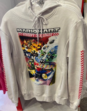 UNIVERSAL STUDIOS SUPER NINTENDO WORLD MARIO KART WHITE HOODIE ADULT SIZE S-2XL