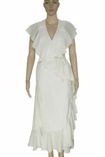 Free People Ruffle Endless Summer Tie Waist Sleeveless Ivory Maxi Dress New XS