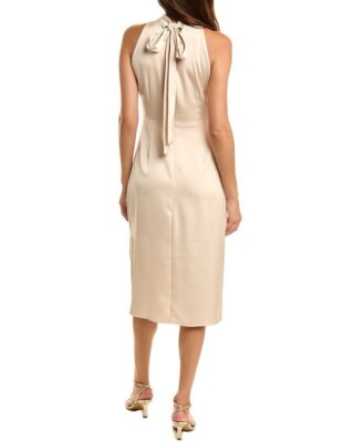 halter column midi dress Sam Edelman Hammered Satin Dress, 4 / Beige Satin