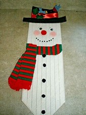 Finished Needlepoint Wall Hanging Decor SNOWMAN WITH HAT 25" x 9"