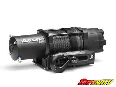 SuperATV Heavy-Duty 6000 Lb. Synthetic Rope ATV UTV Winch - With Wireless Remote