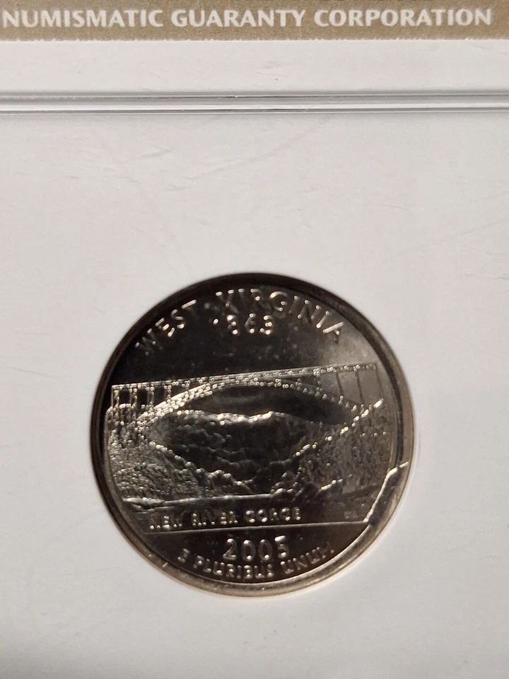 2005 P West Virginia 25c Mint Error MS65 NGC Reverse die break @4 - Image 3 of 3
