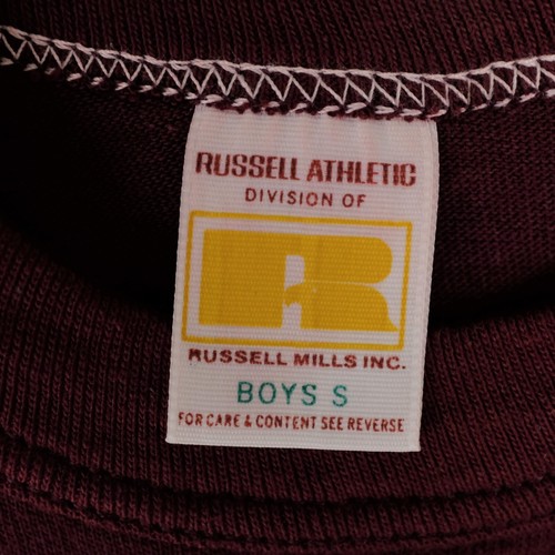 VINTAGE Russell Athletic Boys S Maroon 100% Cotton T-Shirts - Lot of 2 - Picture 6 of 7