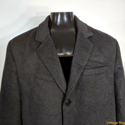 LONDON FOG Long Wool Coat Overcoat Mens Size 46 XL Charcoal gray