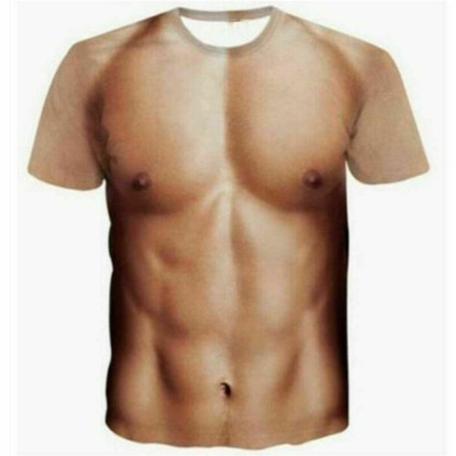 Men Hot Fashion 3D T-Shirt Women Funny Hairy Chest Print Casual Short Sleeve Tee - Picture 12 of 16
