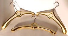 Vtg. MCM Hollywood Regency Cream  Gold Wood Coat Hangers W. Germany Set of 3