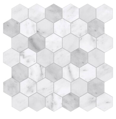 The Tiles Plaza Backsplash Tile for Kitchen Peel and Stick White Hexagon Marble