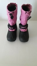 Kamik Girl's Adjustable Strap Pink Winter Snow Boots with Heart Designs Size 1