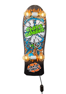 Santa Cruz Grabke Exploding Clock Black with Neon Whiskertin Skateboard Light 